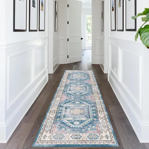 Miniatura 8 de vivorug Alfombra de pasillo azul de 2 x 10 pulgadas, lavable a máquina, con parte trasera antideslizante, ideal para cocina, pasillo, entrada, Azul