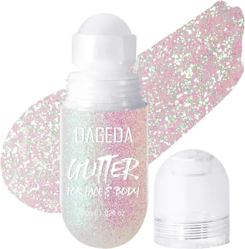 Miniatura 16 de DAGEDA Gel de purpurina corporal, purpurina facial enrollable para maquillaje de sirena, accesorios para festivales, rave, gel holográfico
