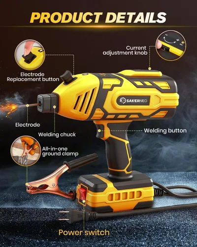 Miniatura 7 de Máquina de Soldadura Portátil Manual de 110V con Inversor IGBT, Corriente Ajustable de 5 Niveles 20-120A, Diseño Compacto y Ligero para Soldador