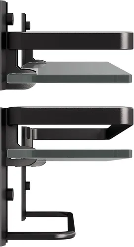 Miniatura 5 de Danpoo Estantes de baño montados en la pared, estante de vidrio templado transparente con toallero, soporte para toallas de mano (negro mate)