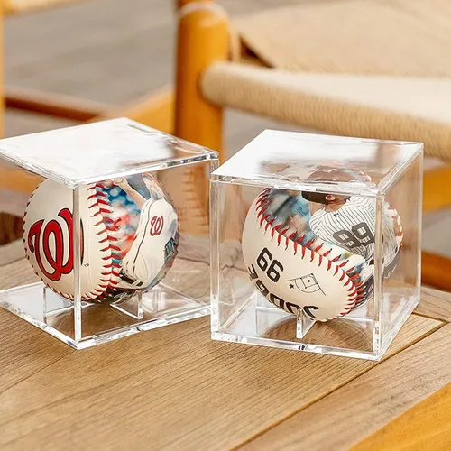 Miniatura 6 de Estuche de exhibición de béisbol, cubo acrílico con protección UV, soporte cuadrado transparente para exhibición de recuerdos y almacenamiento