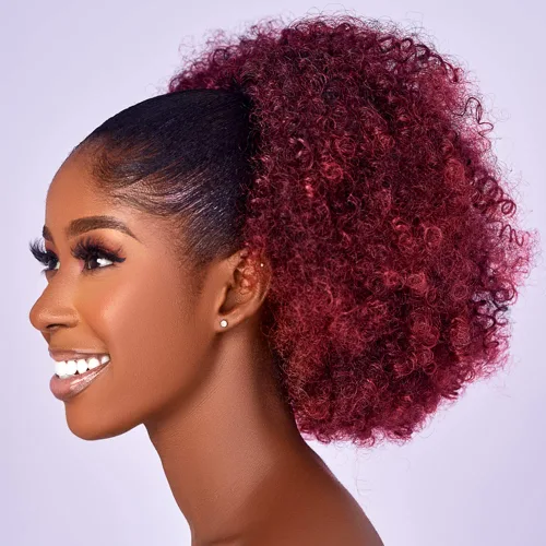 Extensión de cola de caballo rizada con cordón Afro Puff para mujeres negras, extensiones de cabello sintético corto afro Kinkys rizado, extensión