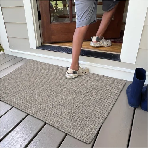 Miniatura 155 de Alfombra ovalada trenzada gris humo de 20 x 30 pulgadas, lavable para interiores y exteriores, decoración campestre para cocinas y entradas