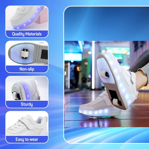 Miniatura 3 de Zapatos para niños con ruedas - 4 en 1 Zapatos con ruedas iluminados con luces LED recargables por USB para regalos de Navidad y escuela