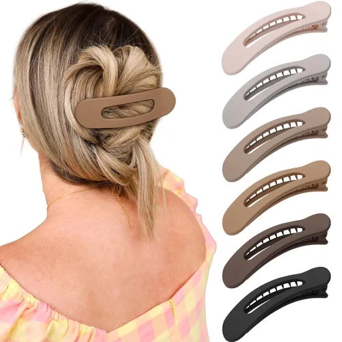 Miniatura 12 de Pinzas de pelo planas French Concord - 6 piezas, pinzas de pelo curvas sin deslizamiento, pinzas de agarre para volumen, pinzas de pelo para mujeres