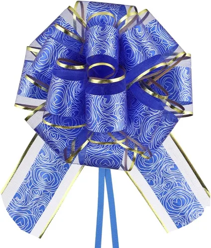 HSXJJ 6 Piezas Lazos Azules Grandes de Tirar para Envolver Regalos, Lazos de Cinta de Boda de 6 Pulgadas para Cajas, Decoraciones de Flores,