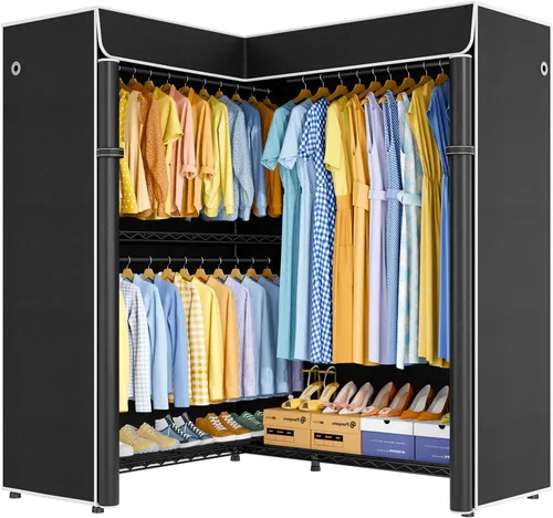 Miniatura 2 de ULIFHOME E15C Pro - Perchero en forma de L para esquina, perchero independiente para colgar ropa, sistema de armario resistente de 48.8 pulgadas