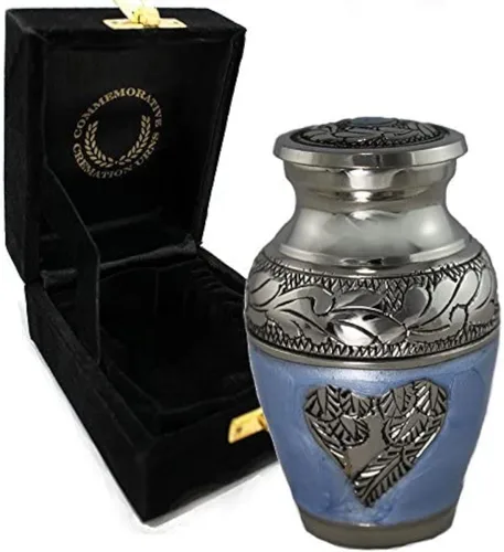 Urna de cremación de ángel azul para cenizas hombre adulto – Urnas de cremación bellamente hechas a mano y personalizadas para cenizas humanas