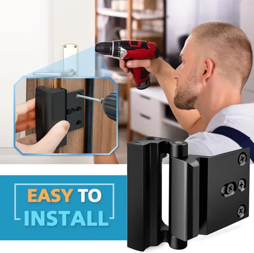 Miniatura 4 de Cerradura de seguridad para el hogar, cerradura de refuerzo de puerta fácil de abrir a prueba de niños con soporte de parada de 3.0 in 800 libras