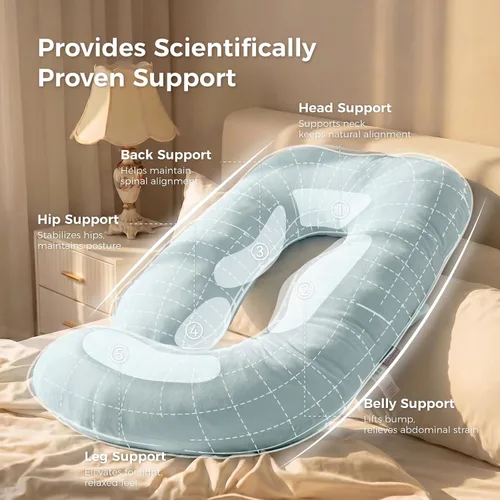 Miniatura 3 de Momcozy Pregnancy Pillows for Sleeping, U Shaped Full Body Maternity Pillow with Removable Cover - Support for Back, Legs, Belly, HIPS for Pregnant