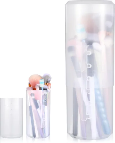 Porta brochas de maquillaje retráctiles de plástico transparente portátil, organizador de cosméticos de viaje, accesorios de maquillaje, tazas con