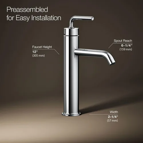 Miniatura 4 de Kohler K-14410-4-BGD Purist - Grifo para lavabo de baño con manijas de palanca baja y boquilla baja, 14404-4A-CP