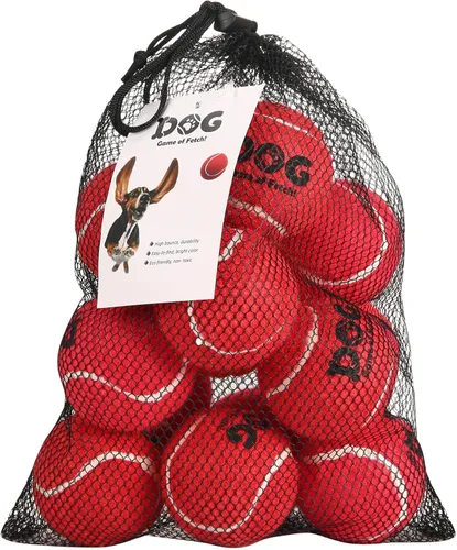 Miniatura 10 de AMA SPORT Pelotas de tenis chirriantes para perros, paquete de 12 pelotas de tenis chirriantes de 2.5 pulgadas para cachorros, juguetes para perros
