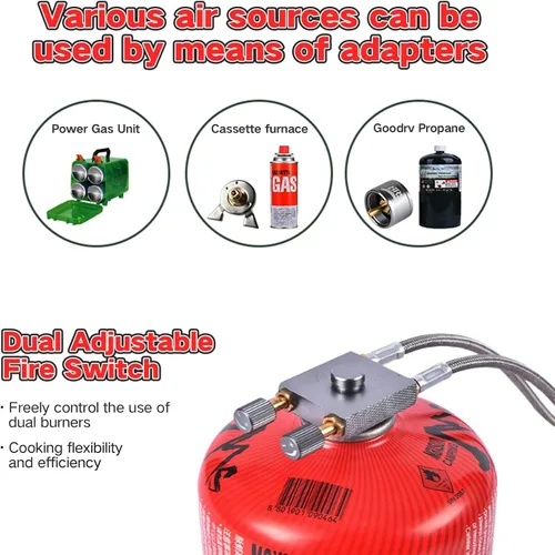 Miniatura 5 de BRS Estufa de gas de camping portátil de dos quemadores ajustable para mochileros al aire libre senderismo y picnic