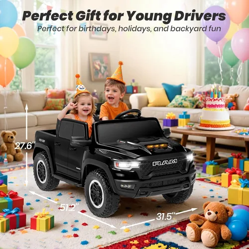 Miniatura 4 de RAM 1500 RHO con Licencia - Coche Eléctrico de 2 Asientos, Coche de Paseo de 24V para Niños Grandes con Control Remoto, Juguete de Paseo para Niños
