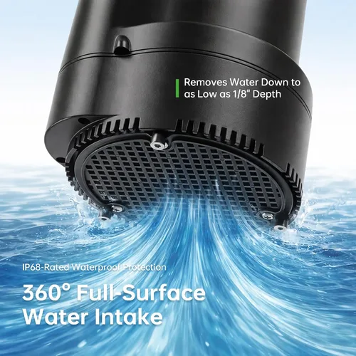 Miniatura 5 de Bomba de sumidero sumergible de 1/3 HP 2400 GPH Bomba de agua portátil de utilidad Bomba de drenaje termoplástico con cable de alimentación de 10