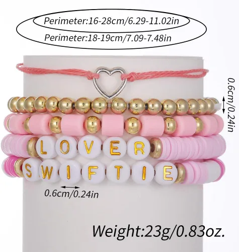 Miniatura 6 de Taylor Friendship Bracelets, Inspiring Bracelets for Women Girls,1989 Lover Speaknow Midnight Tour Reputation Fearless Anti-Hero Bracelets, Hershi