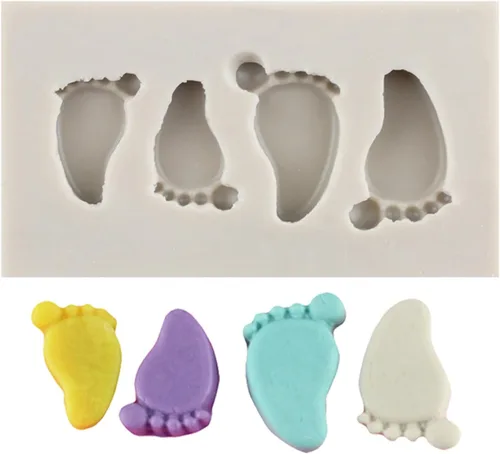 Miniatura 2 de Molde de silicona con estampado de pies de bebé, molde de fondant de pie para decoración de tartas, decoración de cupcakes, pasta de goma de Estilo C