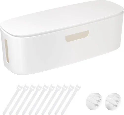 Miniatura 8 de Caja de Gestión de Cables - Caja Organizadora de Cables Grande para Ocultar Regletas de Alimentación y Debajo del Escritorio, Caja Organizadora