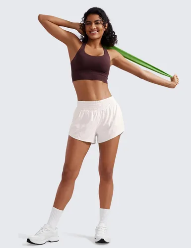 Miniatura 34 de CRZ YOGA Pantalones cortos de correr de cintura alta para mujer de 2.5 pulgadas, forro de malla de secado rápido para entrenamiento deportivo