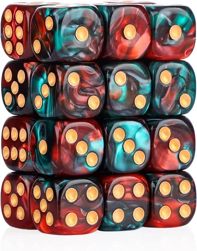 Miniatura 47 de 36 de paquete de dados de 12 mm de 6 caras MINI, juego de dados de patrón de perla, dados estándar de 6 caras para Yahtzee, Bunco o enseñanza