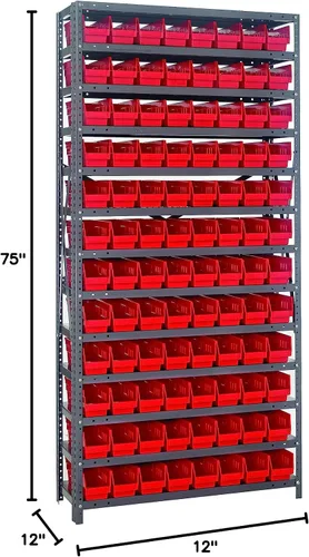 Miniatura 406 de Quantum QSBU-245BK Heavy Duty Shelving Unit with (7) Shelves and (24) QUS245 Black Bins for Garage Warehouse Storage Distribution 400 lb Load