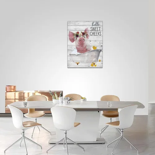 Miniatura 6 de Arte de pared de baño de cerdo de granja, imágenes divertidas de cerdo para baño, decoración de pared rústica de cerdo, lienzo impreso, obra de arte