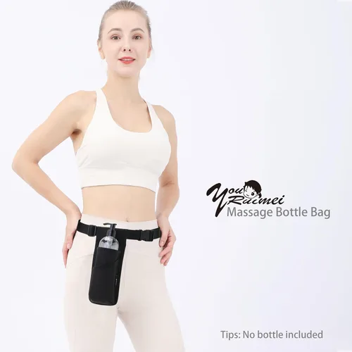 Miniatura 6 de Funda profesional para terapeuta de masaje con cinturón ajustable, bolsa para botella de masaje, funda de loción de masaje, negro (XJ-1KD)