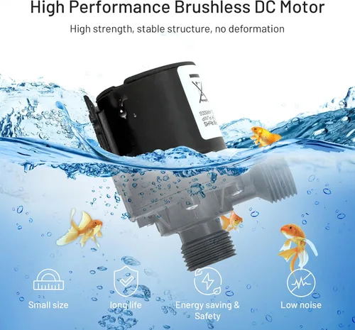 Miniatura 5 de Bomba de Agua Solar de 14A DC 12V - 3.43GPM, Elevación de 19.6ft, Motor Ultra-Silencioso Sin Escobillas con Adaptador - para Calentadores Solares