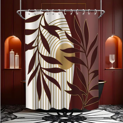 Miniatura 80 de Cortina de ducha bohemia en negro y gris, cortinas de ducha modernas de mediados de siglo negro y gris para baño, juego de tela impermeable