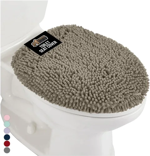 Miniatura 12 de GORILLA GRIP Funda gruesa de espuma viscoelástica para tapa y asiento de inodoro de baño, parte superior de terciopelo suave, lavable a máquina, Azul