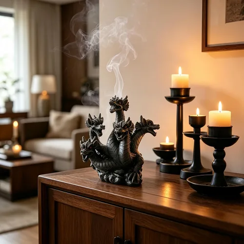 Miniatura 2 de Estatua decorativa de resina de dragón Hosley con quemador de conos de incienso de 21.6 cm de alto, ideal para aromaterapia y decoración de Dragón