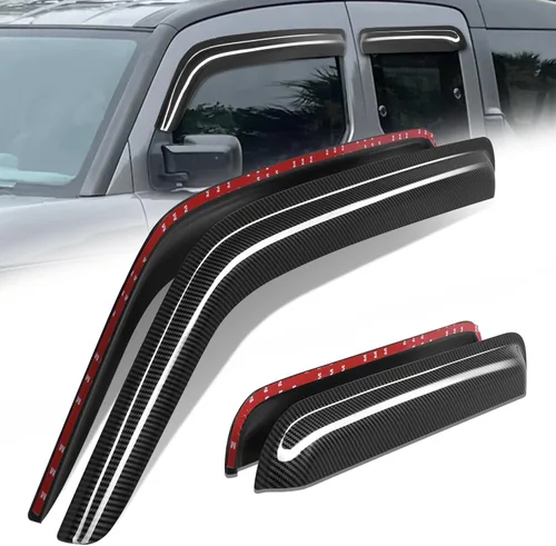 Miniatura 25 de Auto Dynasty 4 piezas viseras de ventana con patrón de fibra de carbono compatibles con Chrysler PT Cruiser 2001-2010, deflectores de ventana