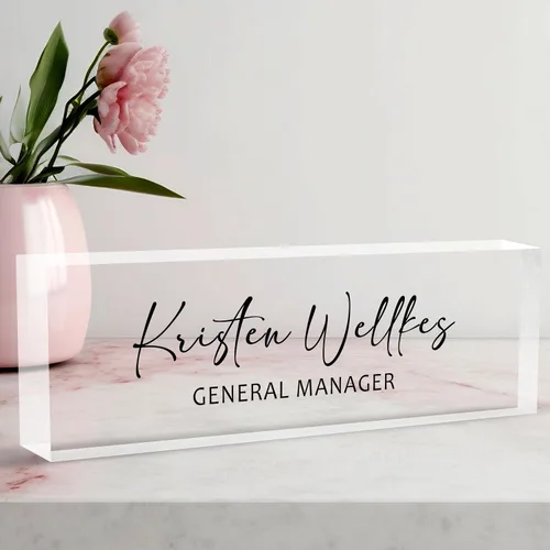 Miniatura 35 de Placa de Nombre Personalizada a Criterio, Placa de Escritorio de Acrílico, Decoración de Oficina para Mujeres y Hombres, Regalos de Agradecimiento