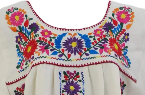 Miniatura 2 de Vestido Bordado Mexicano Bella Natural Beige
