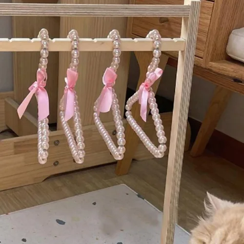 Miniatura 5 de Toddmomy Perchas para bebés, 5 piezas de perlas, perchas para ropa con cuentas, perchas para ropa de vestir y pantalones, perchas para armario
