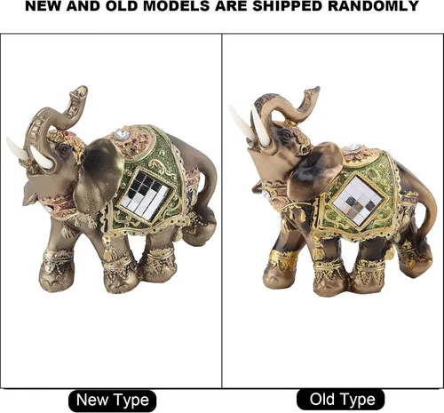 Miniatura 9 de Walfront Estatua de elefante verde, tronco, figura coleccionable, riqueza, suerte, Feng Shui, decoración para el hogar, regalo de 3.9 x 1.8 x 3.9