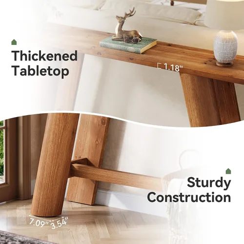 Miniatura 6 de Mesa consola de entrada de madera maciza, 70.9 pulgadas estrecha y larga, mesa de sofá detrás del sofá, muebles de madera de granja para sala