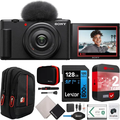 Cámara Sony ZV-1F Vlog | Modelo oficial de Sony USA | Video 4K 20.1MP para creadores de contenido y vloggers Paquete con CPS 2 YR Paquete de