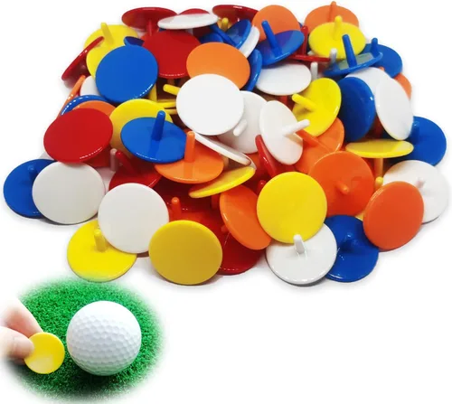 Adhere Marcadores de pelota de golf, 50 unidades, 100 unidades, marcador de bola de posición de plástico, tamaño cuarto, 0.94 pulgadas, marcador