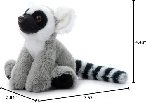 Miniatura 8 de The Petting Zoo Peluche de lémur de cola anillada, regalos para niños, animales salvajes del zoológico Onez, juguete de peluche de lémur de cola