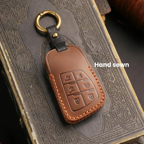 Miniatura 5 de OLLEN Funda de cuero de alta calidad sin tornillos para llavero, compatible con GMC Yukon Denali Sierra Chevy Silverado Suburban Tahoe Buick