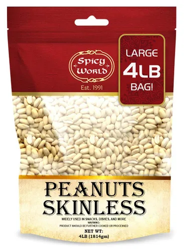 Spicy World Cacahuetes sin piel, cacahuetes crudos blanqueados (sin cocinar, sin sal) 4 libras (64 onzas) ~ Todos los productos naturales cultivados