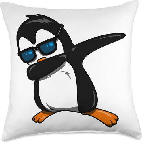 Miniatura 4 de Dabbing Penguin with Sunglasses Funny Penguin Throw Pillow