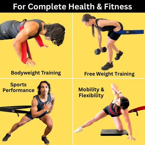 Miniatura 9 de Banda de resistencia de tela larga con anclaje de puerta, banda de resistencia de cuerpo completo para entrenamiento y terapia física, banda