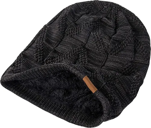 Miniatura 4 de PAGE ONE Gorro holgado de invierno para hombre con forro polar cálido gorro de punto trenzado