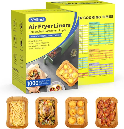 Miniatura 14 de 400 forros para freidora de aire desechables para cesta doble, hojas de papel pergamino de 8 x 5.5 pulgadas, forros rectangulares para hornear Ninja