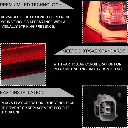Miniatura 5 de VLAND Conjunto de luces traseras para Toyota Hilux 2015-2020 Base, Chasis, Doble Cab, SR, DLX (no para Tonka), lámpara trasera con DRL, señal