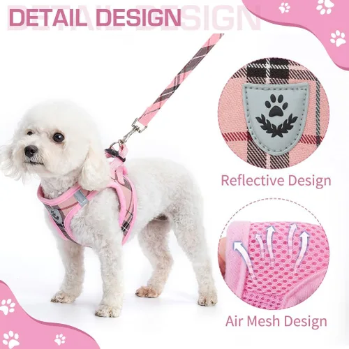 Miniatura 5 de KOOLTAIL Arnés para perro para perros pequeños y medianos, juego de arnés y correa para perro, sin tirones, de malla suave, acolchado, ajustable