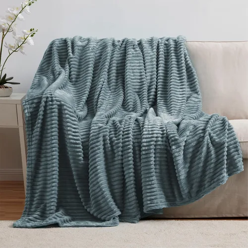 Miniatura 7 de Nestl Manta azul tamaño Queen para cama - Mantas acogedoras y cálidas para mujeres, mantas de felpa grande de vellón para niñas, azul piedra, 90 x
